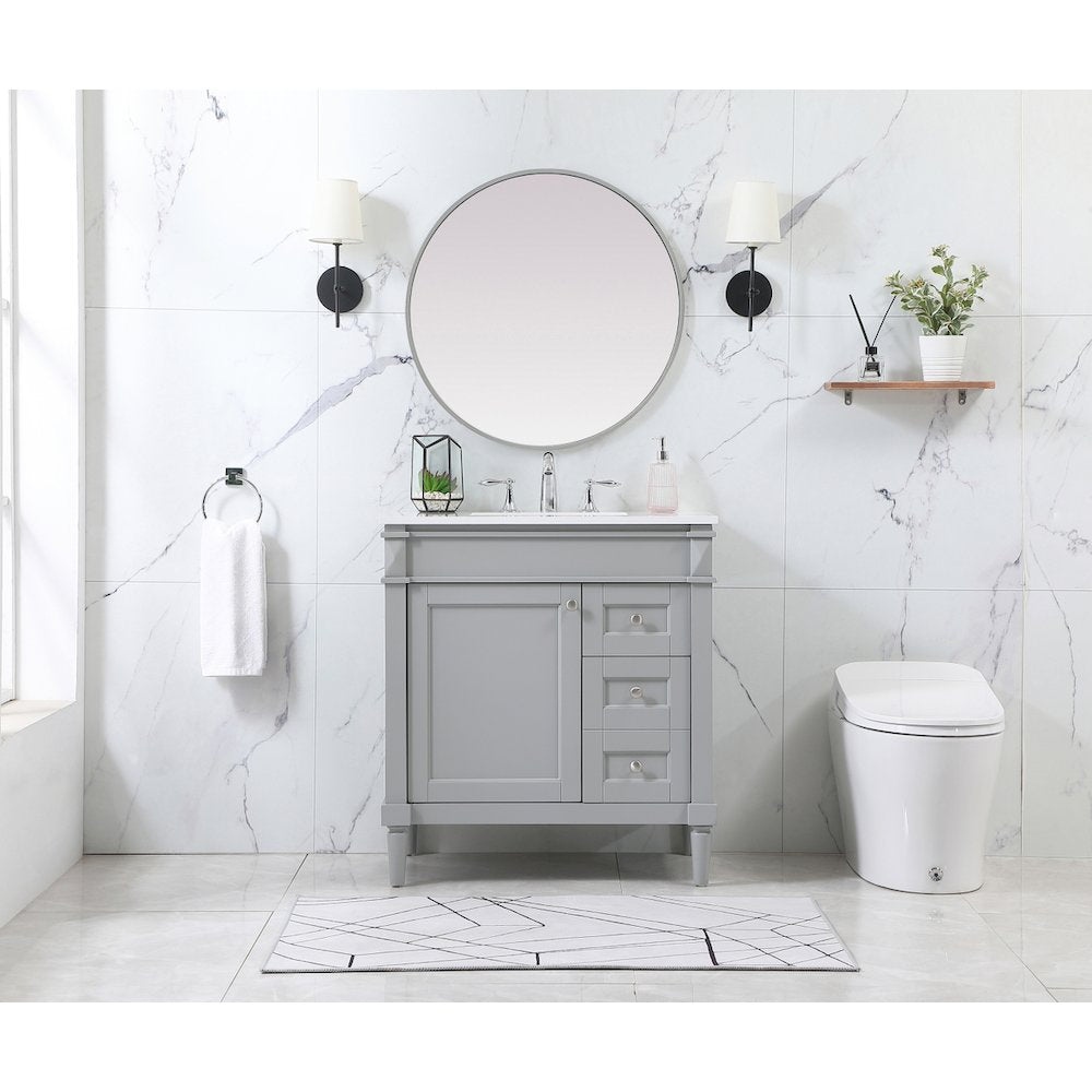 32 inch Single bathroom vanity in grey