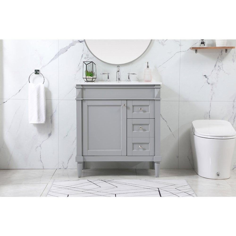 32 inch Single bathroom vanity in grey