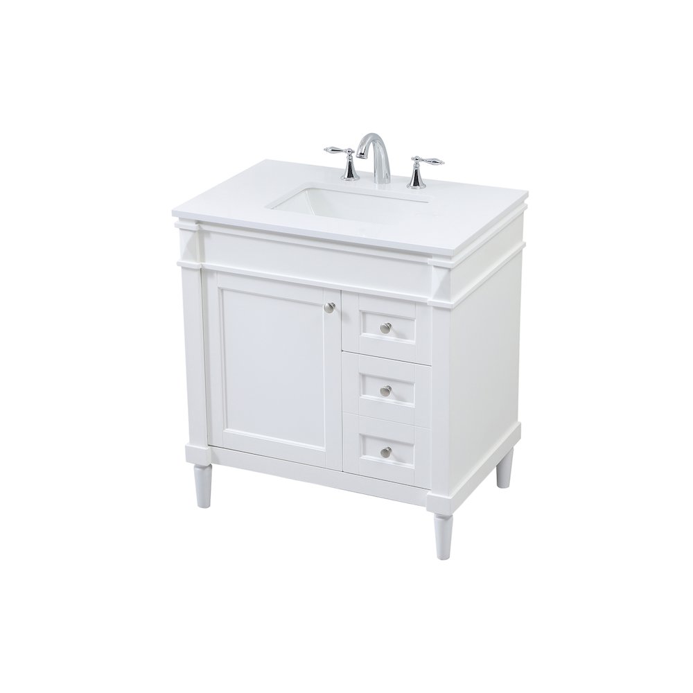32 inch Single bathroom vanity in white