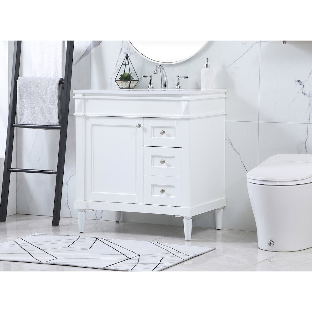 32 inch Single bathroom vanity in white