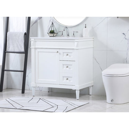32 inch Single bathroom vanity in white