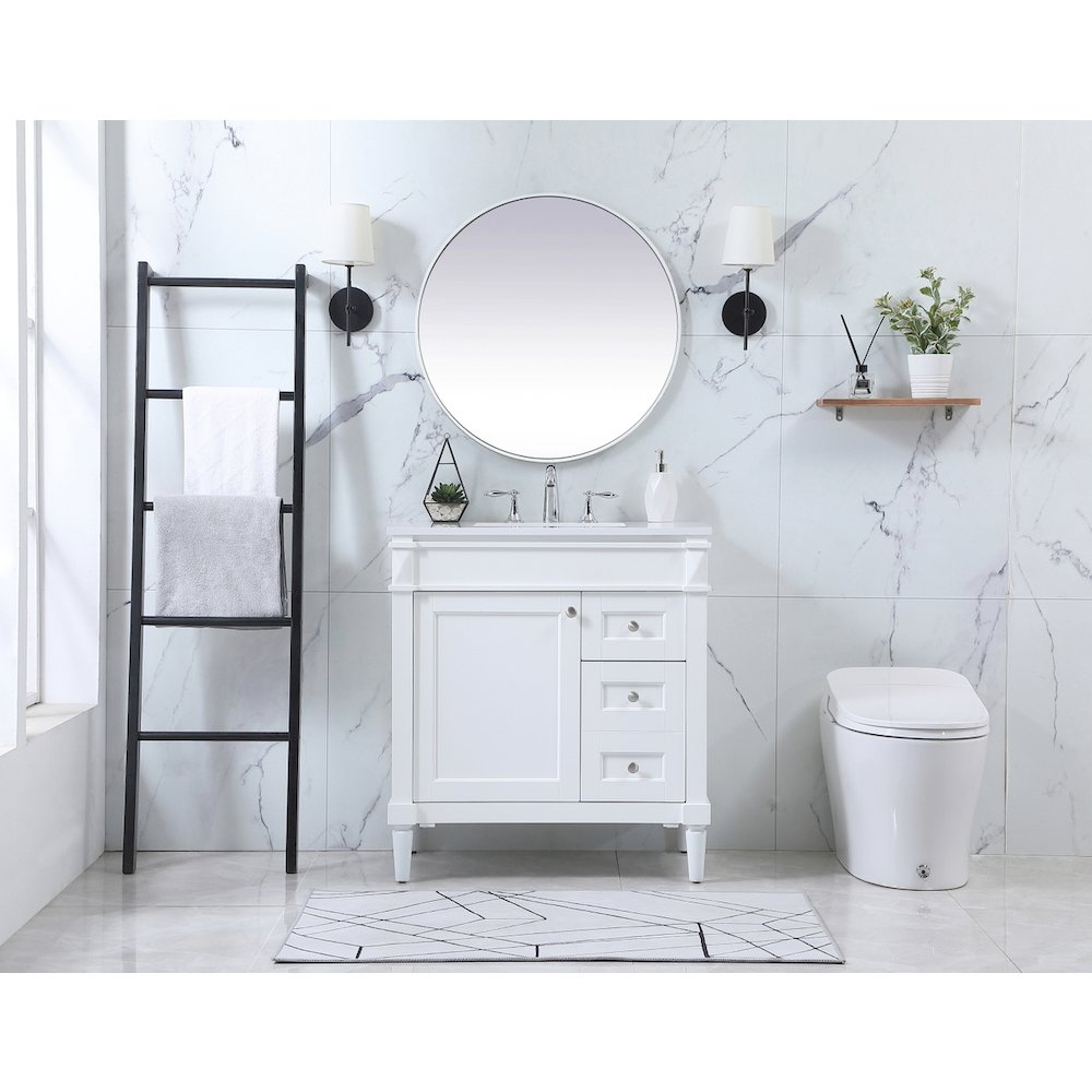 32 inch Single bathroom vanity in white