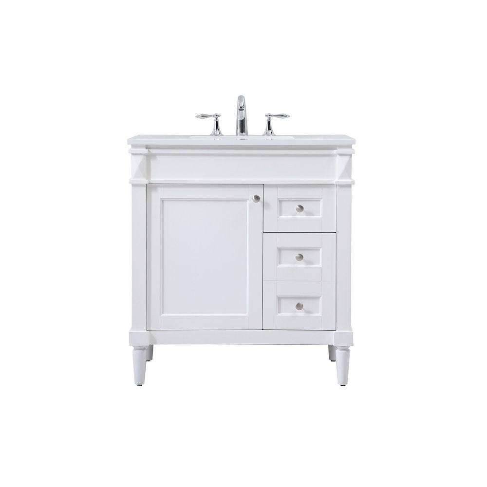 32 inch Single bathroom vanity in white