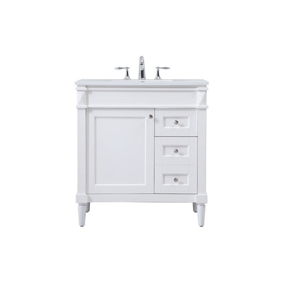 32 inch Single bathroom vanity in white