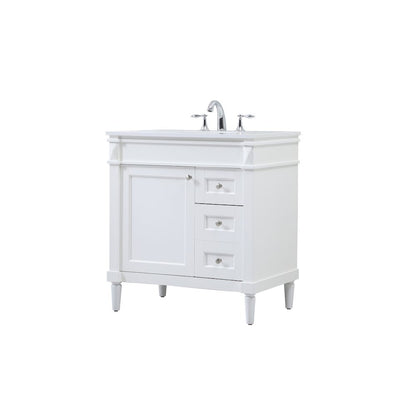 32 inch Single bathroom vanity in white