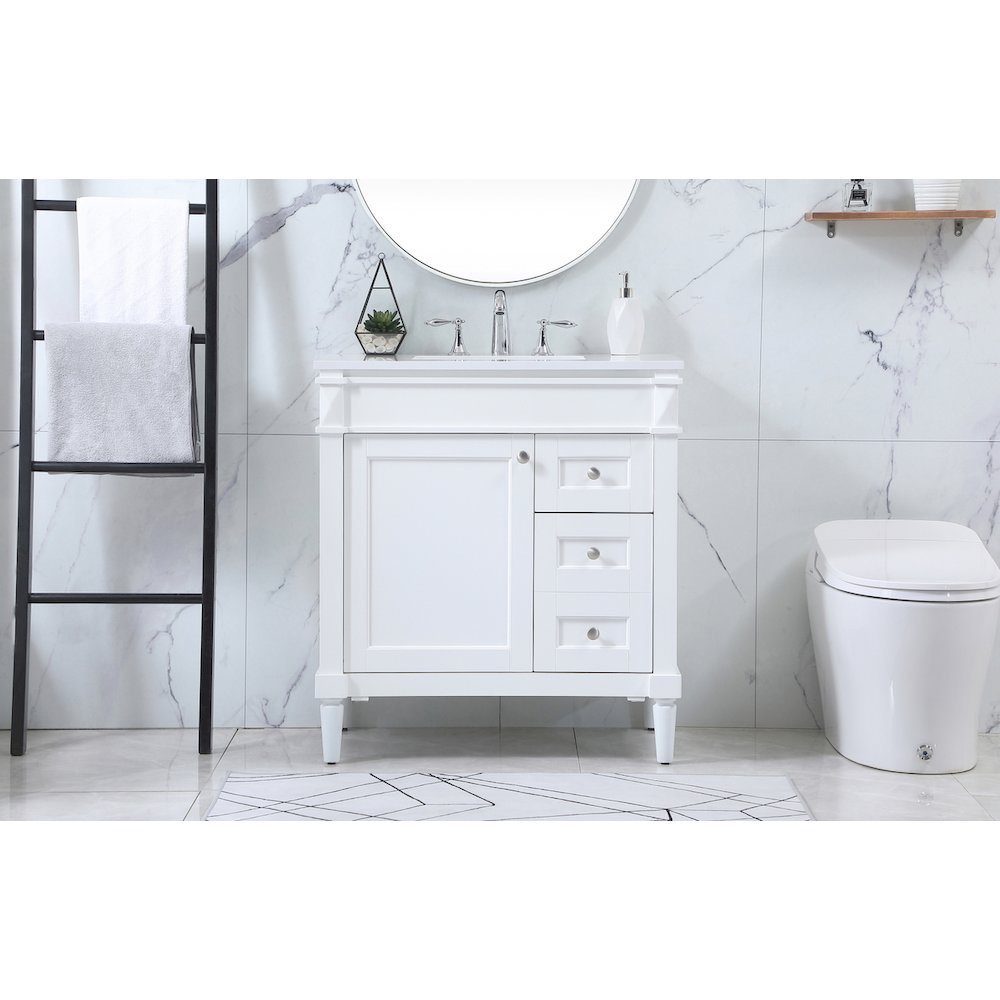 32 inch Single bathroom vanity in white