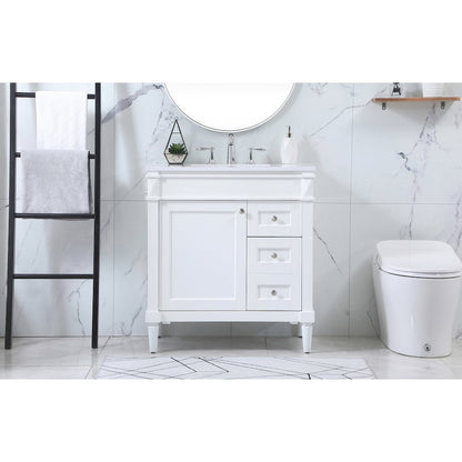 32 inch Single bathroom vanity in white