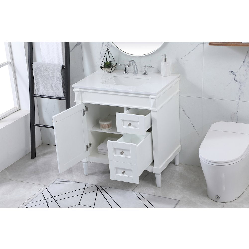 32 inch Single bathroom vanity in white