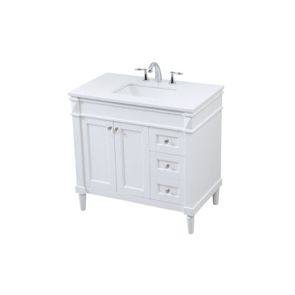 36 inch Single bathroom vanity in white