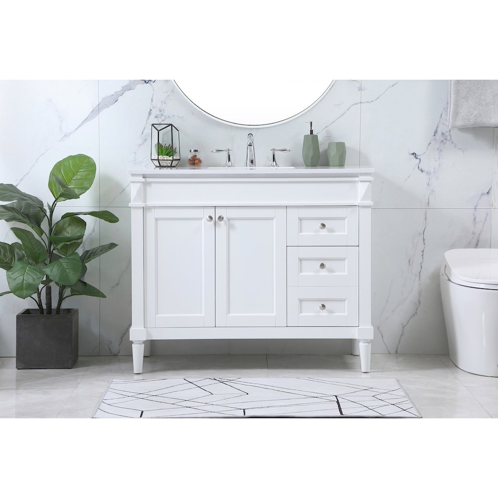 42 inch Single bathroom vanity in white