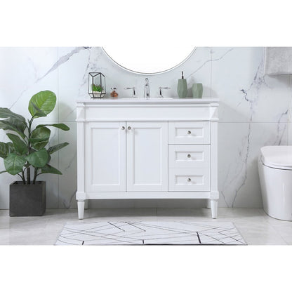 42 inch Single bathroom vanity in white