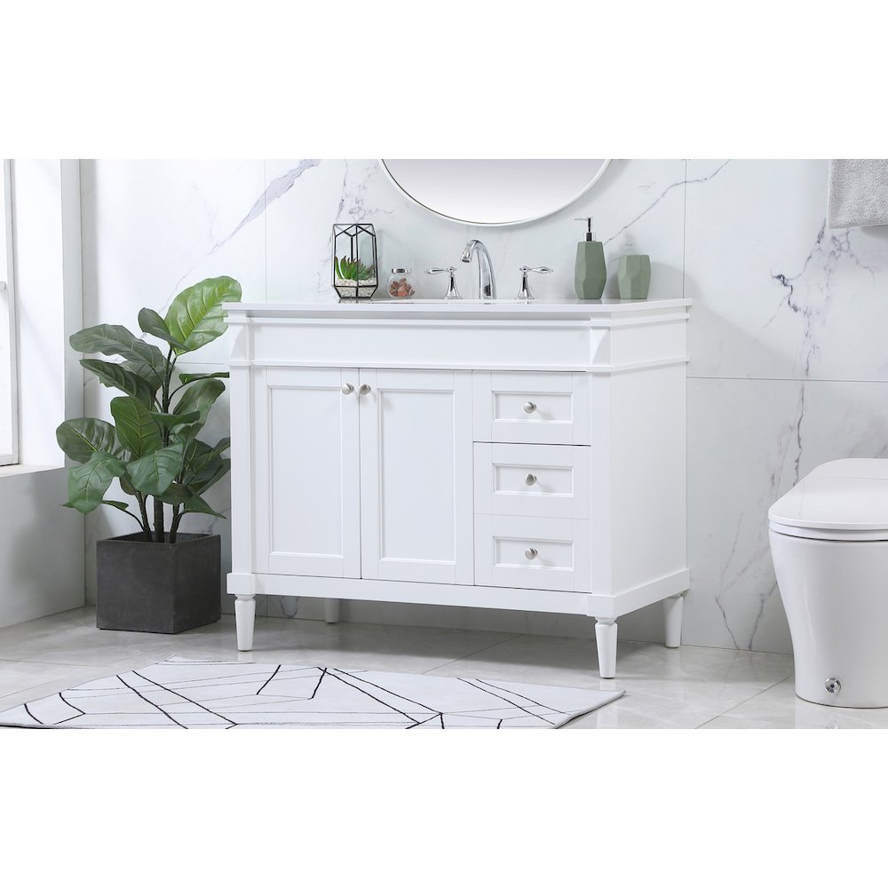 42 inch Single bathroom vanity in white