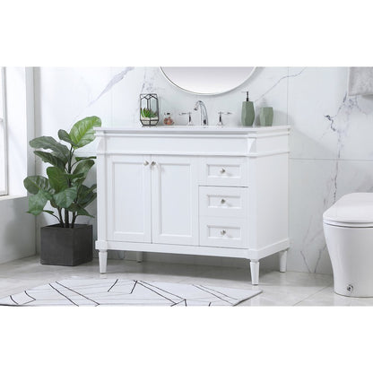 42 inch Single bathroom vanity in white
