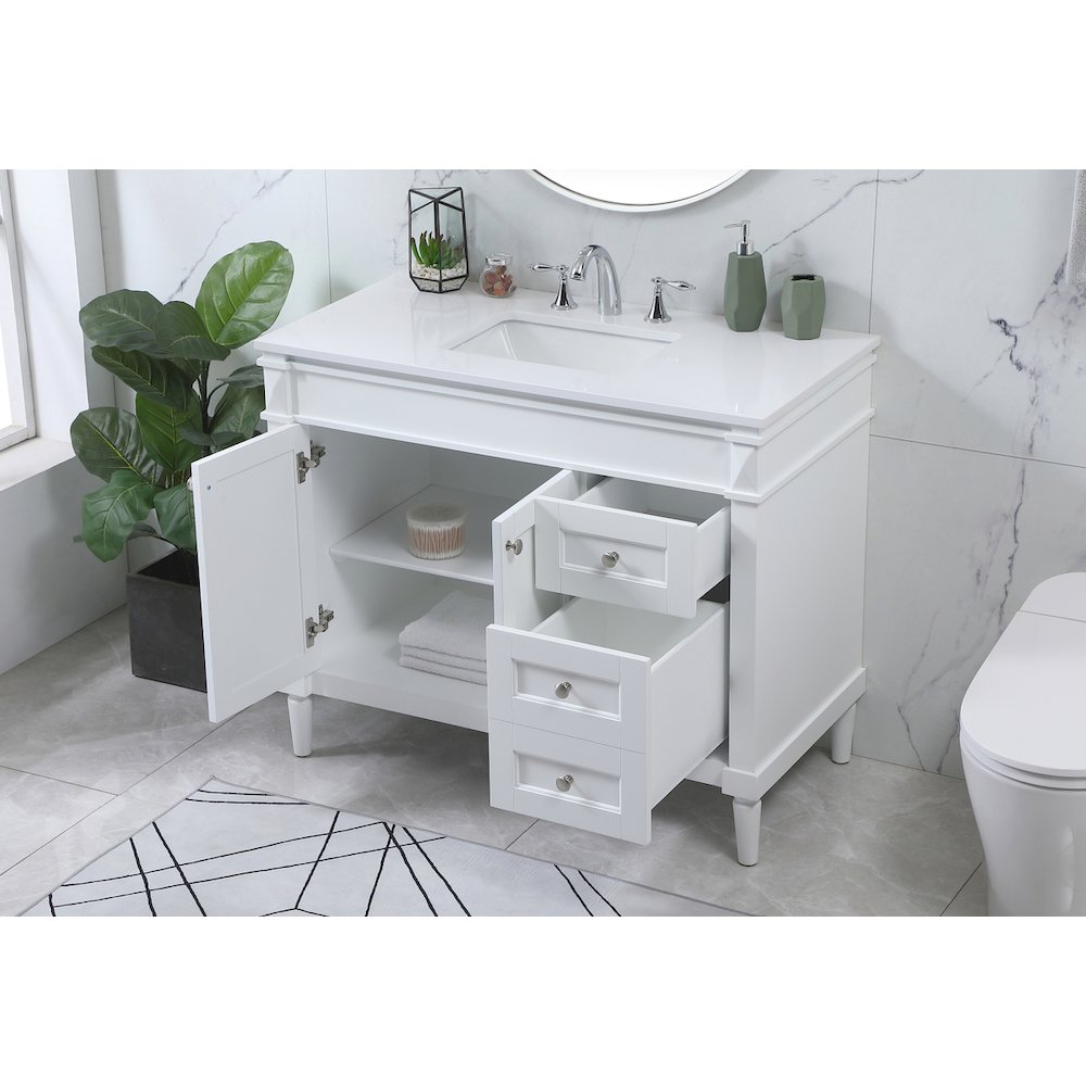42 inch Single bathroom vanity in white