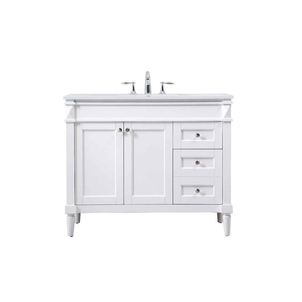 42 inch Single bathroom vanity in white