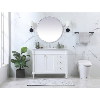 42 inch Single bathroom vanity in white