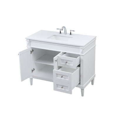 42 inch Single bathroom vanity in white