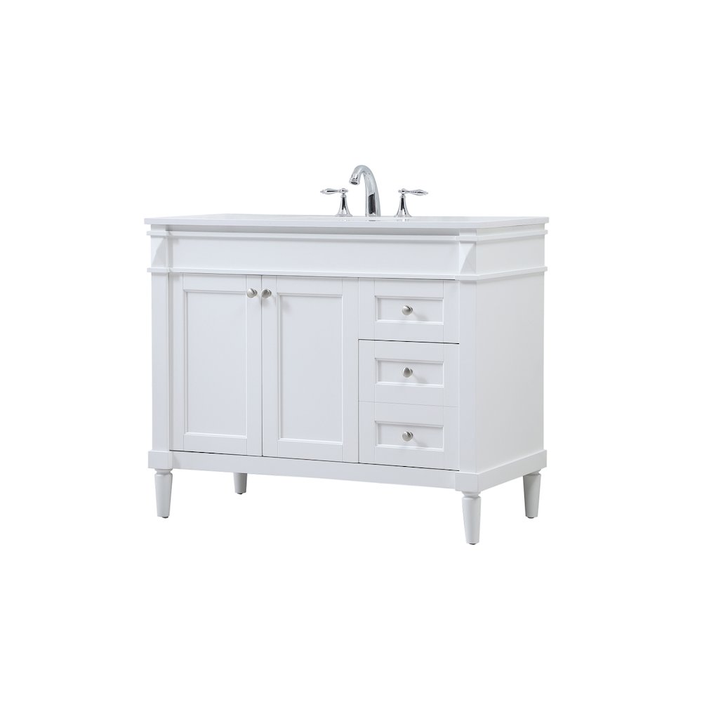 42 inch Single bathroom vanity in white