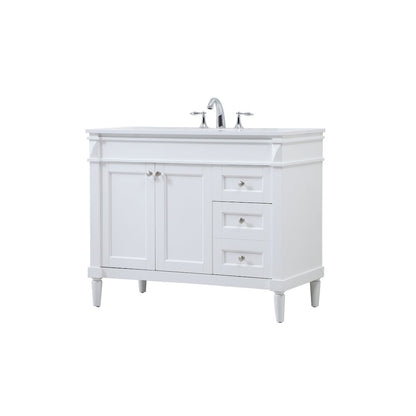 42 inch Single bathroom vanity in white
