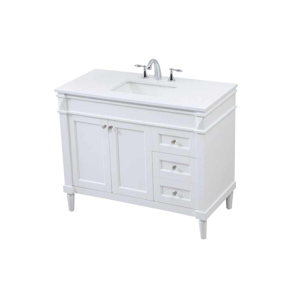 42 inch Single bathroom vanity in white