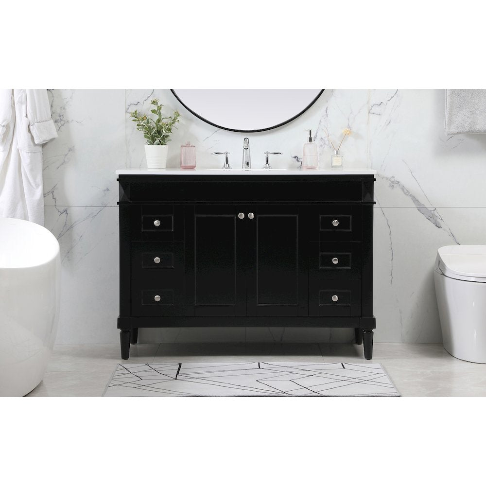 48 inch Single bathroom vanity in black