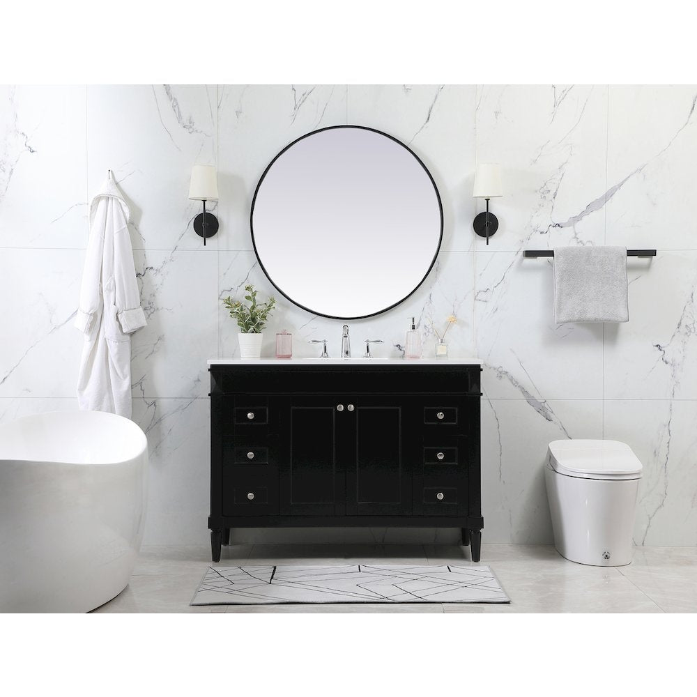 48 inch Single bathroom vanity in black