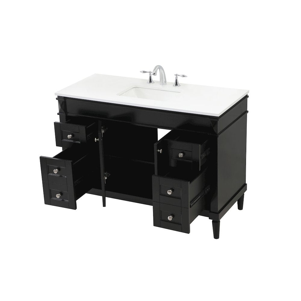 48 inch Single bathroom vanity in black