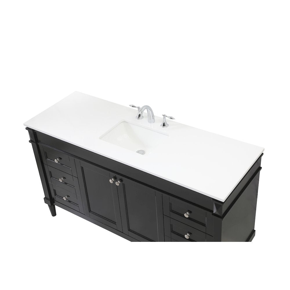 60 inch Single bathroom vanity in black