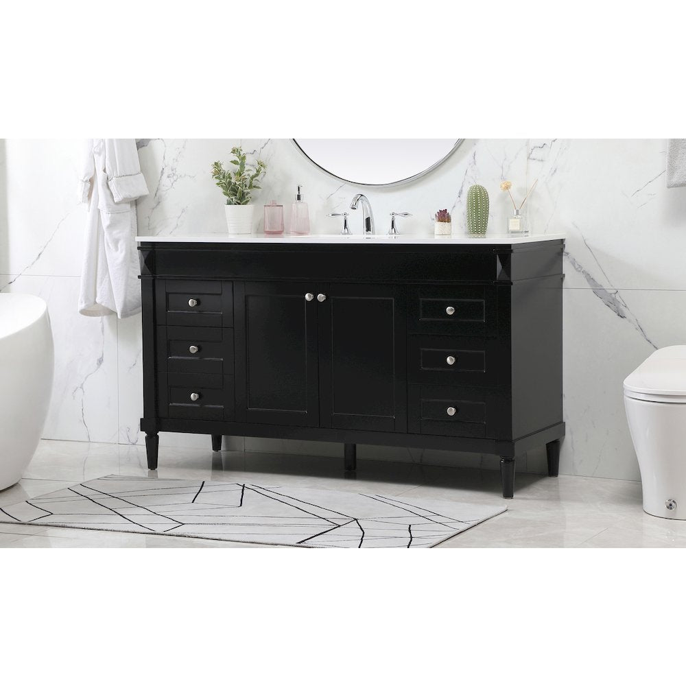 60 inch Single bathroom vanity in black