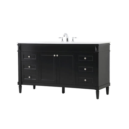 60 inch Single bathroom vanity in black