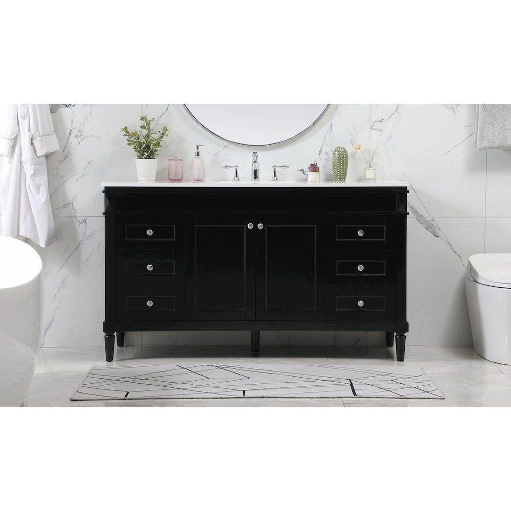 60 inch Single bathroom vanity in black