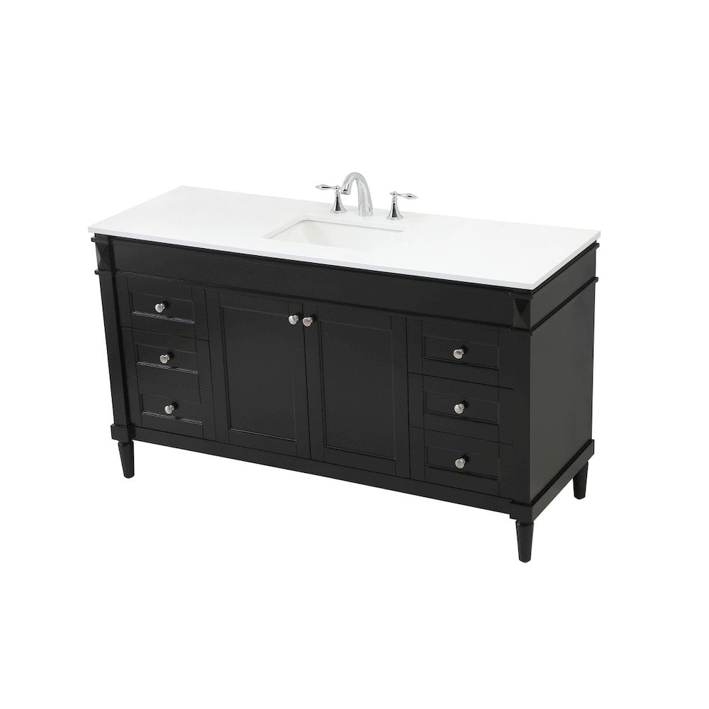 60 inch Single bathroom vanity in black