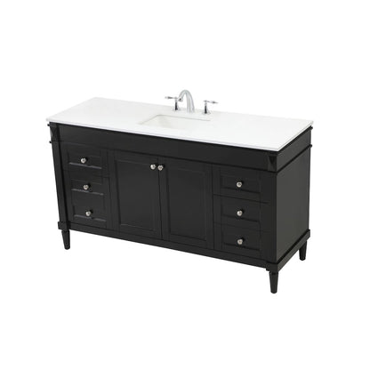 60 inch Single bathroom vanity in black