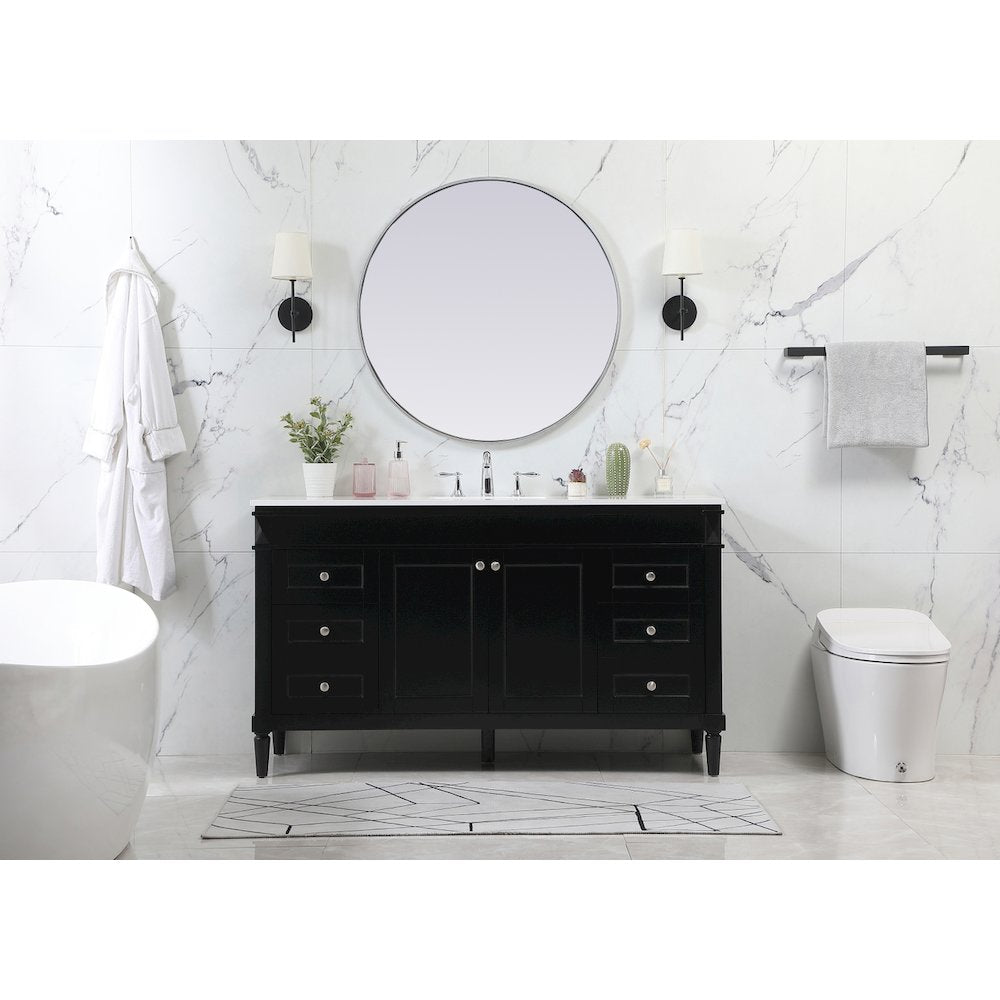 60 inch Single bathroom vanity in black