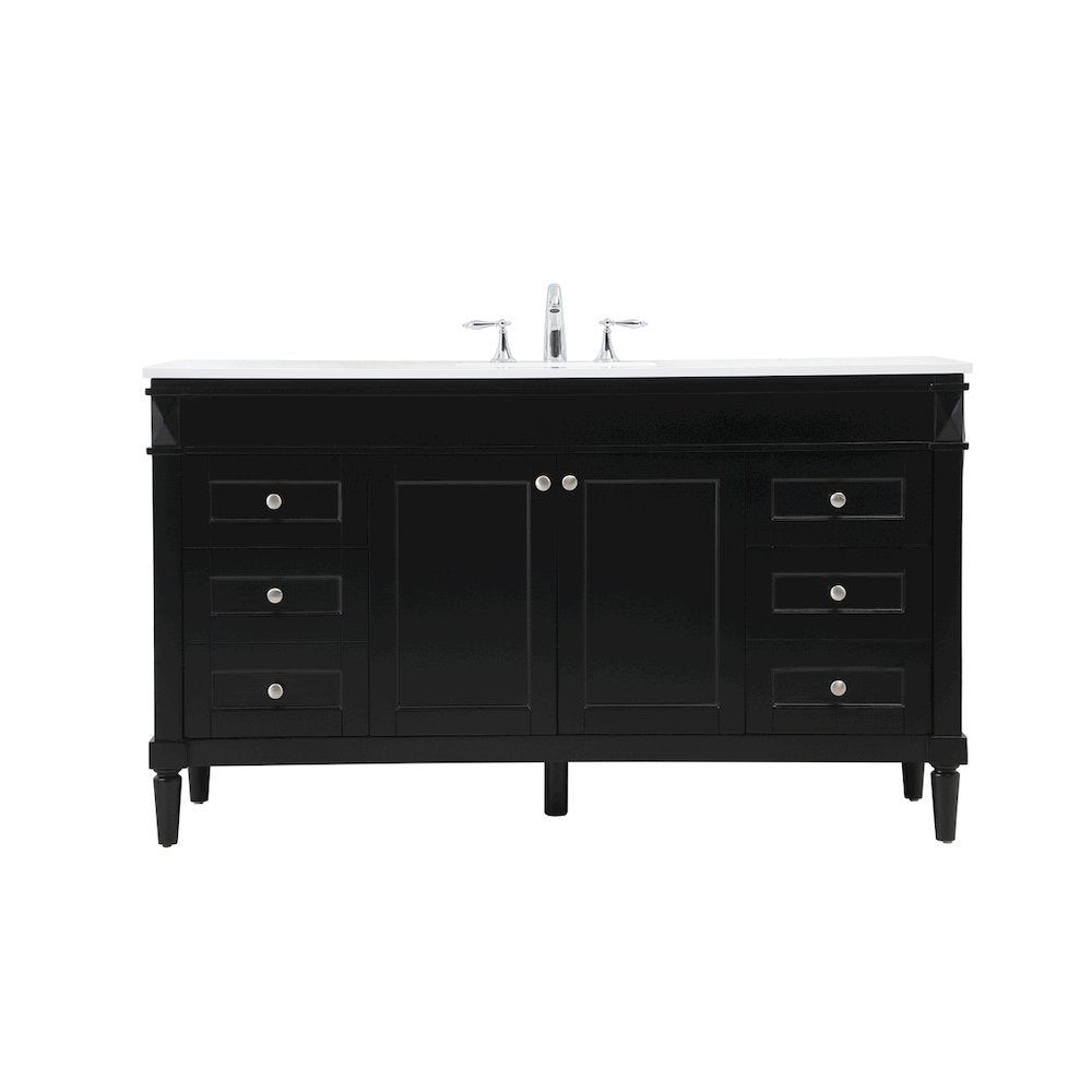 60 inch Single bathroom vanity in black