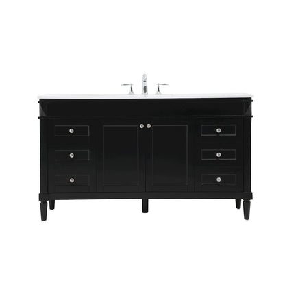 60 inch Single bathroom vanity in black