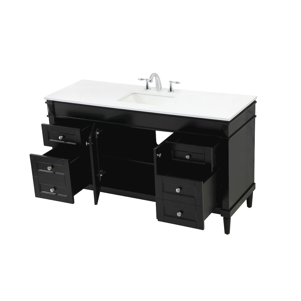 60 inch Single bathroom vanity in black
