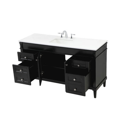 60 inch Single bathroom vanity in black