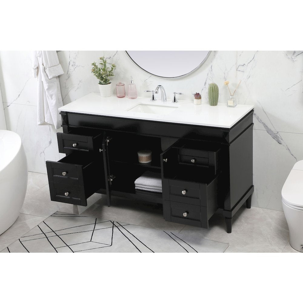 60 inch Single bathroom vanity in black