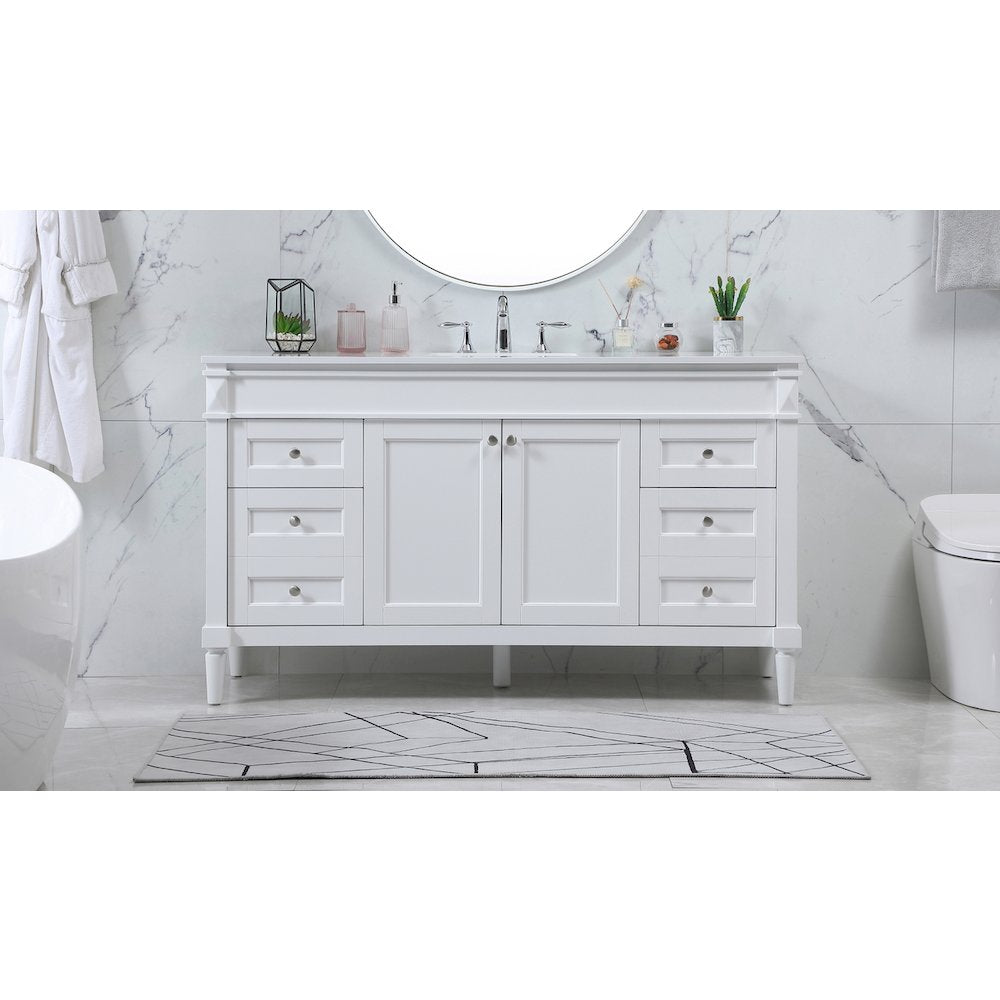 60 inch Single bathroom vanity in white
