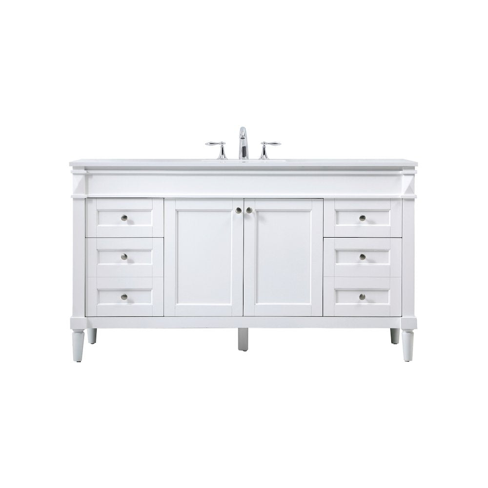 60 inch Single bathroom vanity in white
