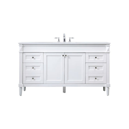 60 inch Single bathroom vanity in white