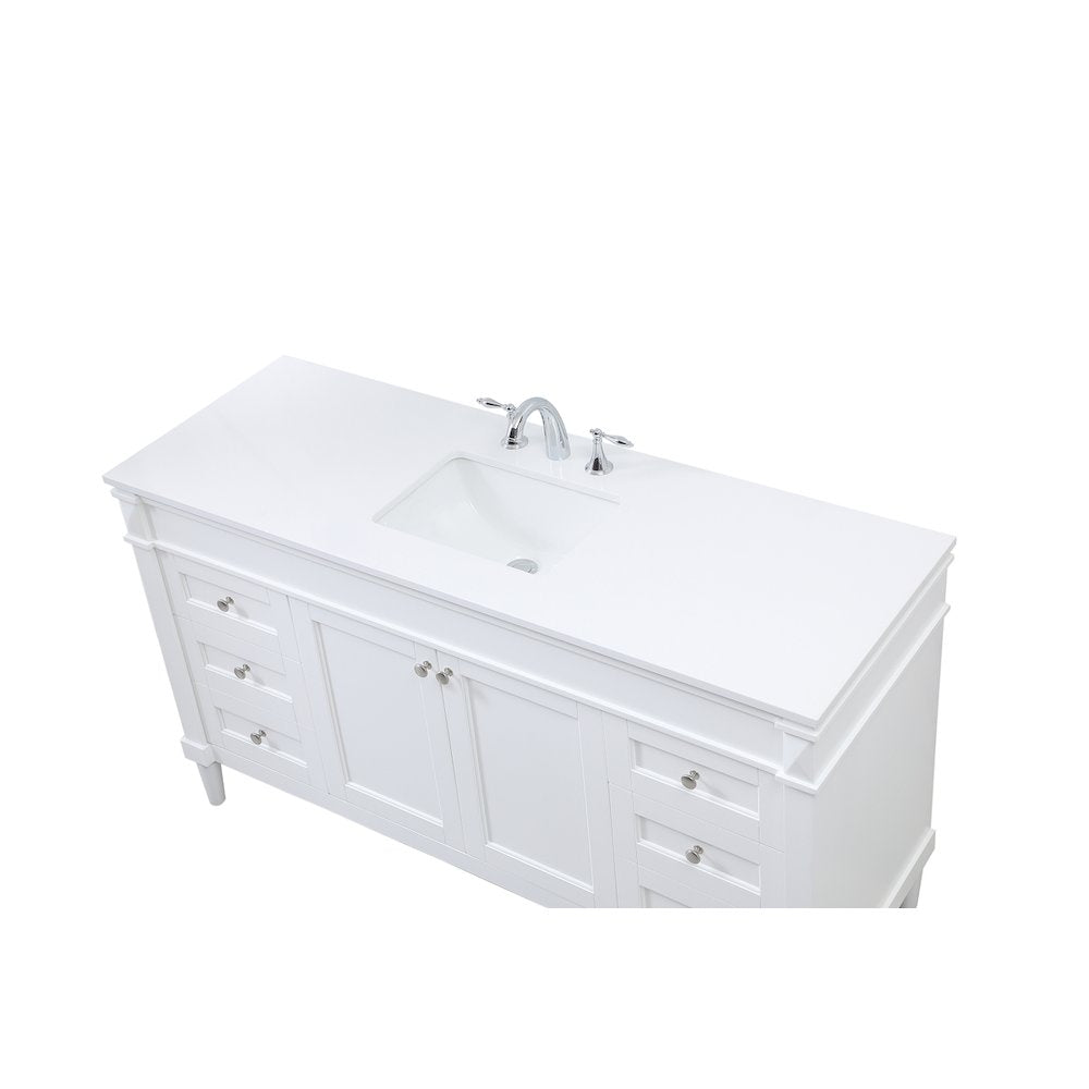 60 inch Single bathroom vanity in white