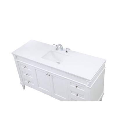 60 inch Single bathroom vanity in white
