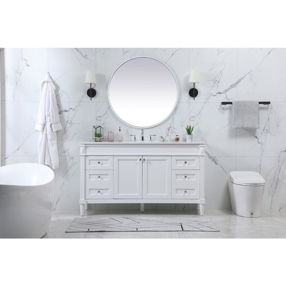 60 inch Single bathroom vanity in white