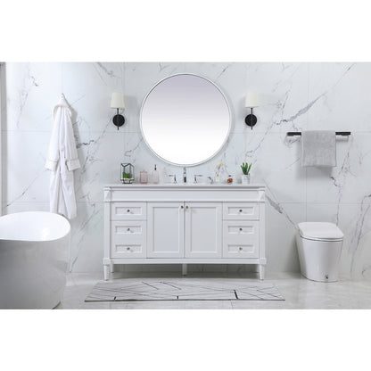 60 inch Single bathroom vanity in white