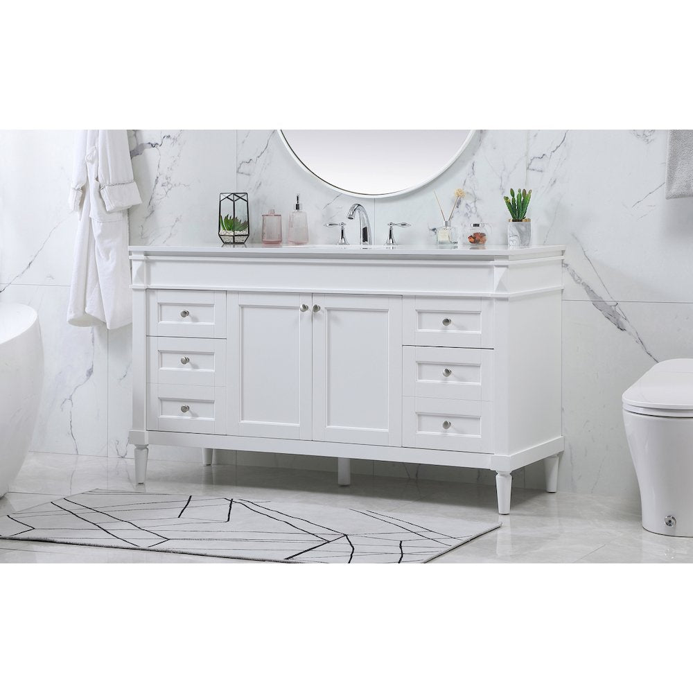 60 inch Single bathroom vanity in white