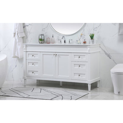 60 inch Single bathroom vanity in white
