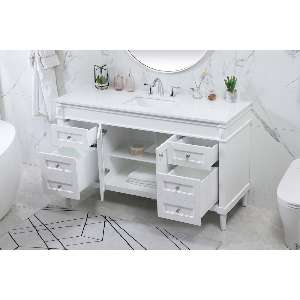 60 inch Single bathroom vanity in white