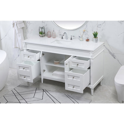 60 inch Single bathroom vanity in white